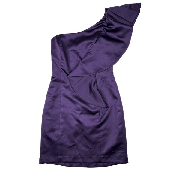 Disney Fairy Tale Weddings Alfred Angelo Ruffle Satin Eggplant Size 0 - like new - Picture 2 of 9